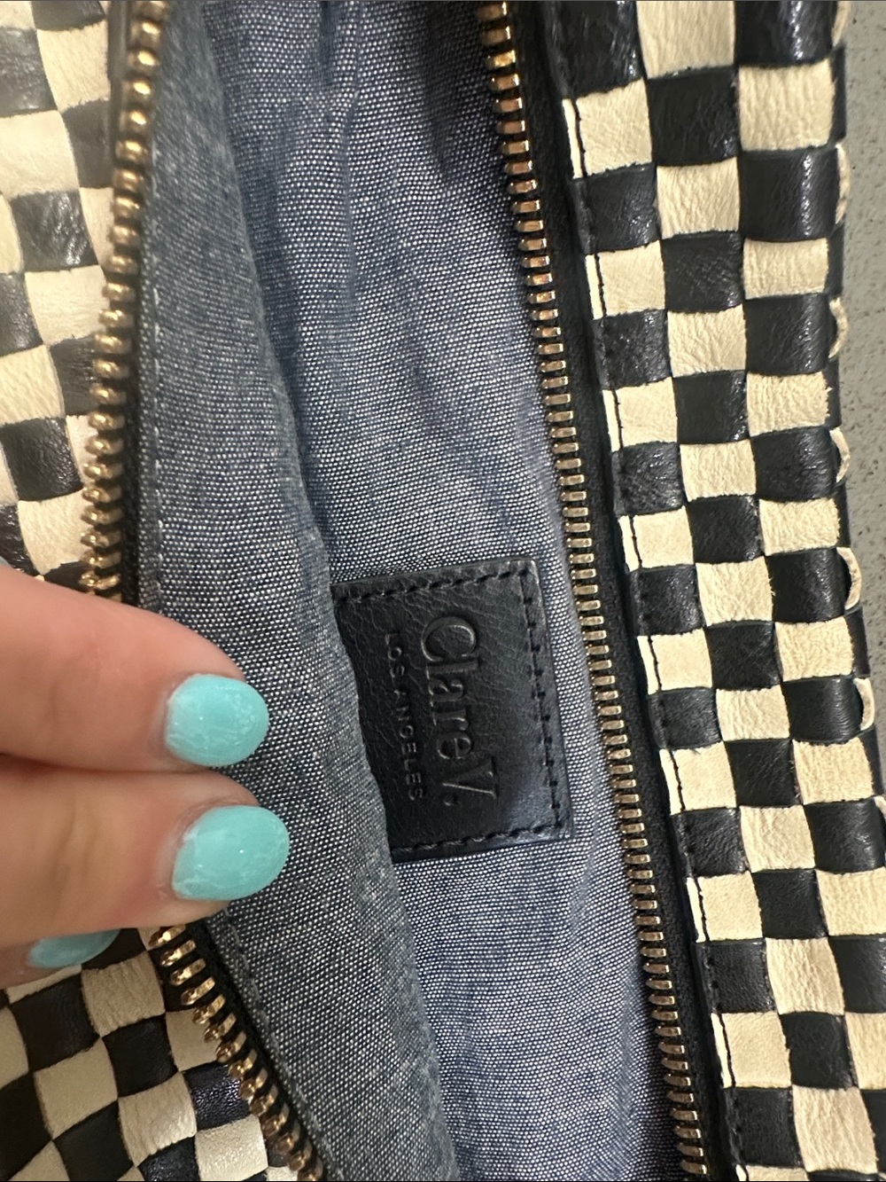 Clare V Grande Fanny Black & Cream Check Waist Bag - Picture 7 of 8